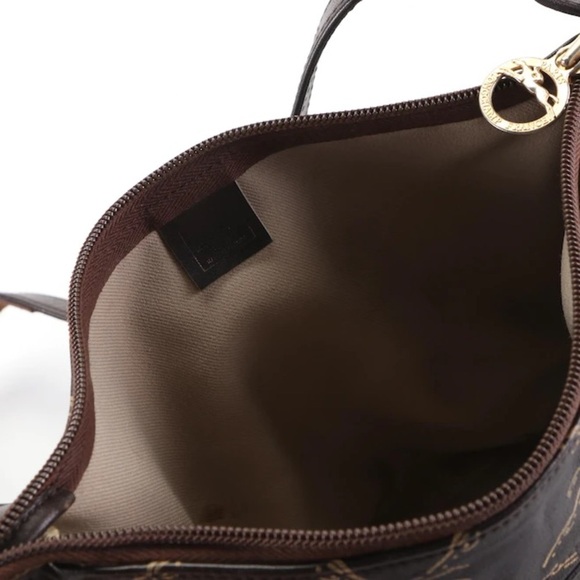 Printed brown leather Longchamp bag - Picture 9 of 11